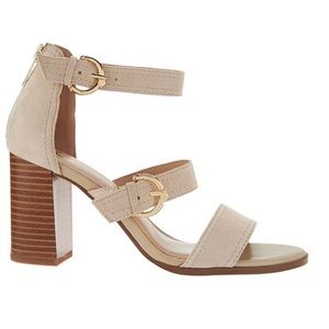 NIB | C. Wonder Block Heel Suede Sandals | Khaki or Taupe colored | 8.5